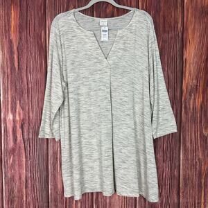 Soma Soft Jersey Split Neck Tunic Heather Marble Womens Size XL